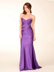 Satin Purple Strapless Sweetheart Neckline Sleeveless Floor-Length Bridesmaids Dress