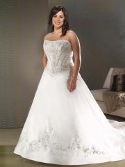 Satin Strapless A-Line Embroidery Wedding Dress