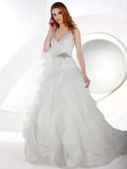 Satin Strapless Asymmetrically Pleated Bodice and Three-Dimensional Floral Detail At The Hip Wedding Dress
