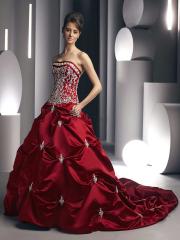 Satin Strapless Gown Bodice Accented with Hand-Patterned Embroidery Dresses