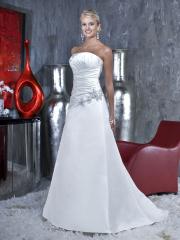 Satin Strapless Gown with Pleated Bodice Asymmetrical Pleated Wrap Waistline Dresses
