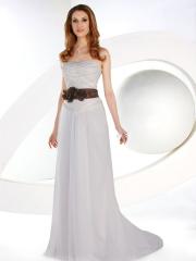Satin Strapless Gown with Pleated Bodice and A Flowing Tulle Skirt Wedding Dress