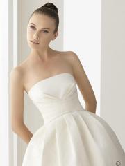 Satin Strapless Neckline Tea length Ball Gown Wedding Dress