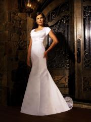Satin Trumpet Bridal Gown of Short Sleeves