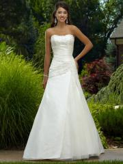 Satin Tulle Beaded Neckline Nuptial Gown for Summer Wedding