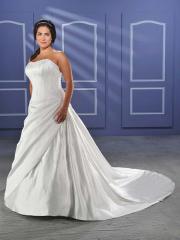 Satin White Strapless A-Line Plus Size Wedding Dress