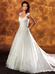 Scoop Neckline with Beading Embellishment A-Line Silhouette Wedding Dress