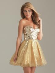 Sequined Tulle A-Line Strapless Sweetheart Neckline Sleeveless Short Cocktail Dress