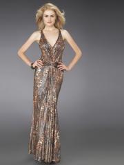 Sequins Print V-Neckline Sleeveless Floor-Length Evening Dress