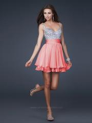 Sexy Short A-Line Style Sequined Bodice and Watermelon Chiffon Homecoming Dresses