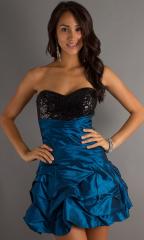 Sexy Strapless Blue Strapless Sweetheart Bust Party Dress with Ruffled Hem Dress