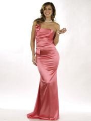 Sheath Floor Length Pink Silky Satin Bow Tie Front Zipper Back Bridesmaid Gowns