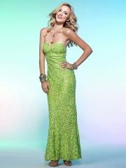 Sheath Floor Length Spaghetti Strap Neck Green Beaded Silk Celebrity Dress 2012