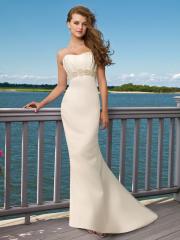 Sheath Mermaid Bridal Gown of Satin Fabric and Crystal Empire Waist