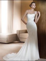 Sheath One-Shoulder Beading and Shirring Modern Wedding Dress