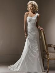 Sheath Satin One Shoulder Wedding Dress with Incomparable Elegance Touch
