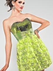 Sheath Short Length Kelly Sequined Bodice and Tulle Skirt Floral Cocktail Party Dress