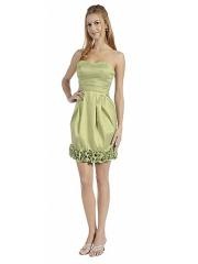 Sheath Short Length Kelly Strapless Silky Satin Rosettes under Embellished Cocktail Party Dress