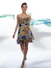 Sheath Short Length Strapless Multi-Color Printed Cocktail Party Dress for 2012