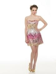 Sheath Short Length Strapless Multi-Color Sequined Cocktail Party Dress for Young Ladies