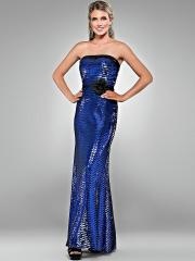 Sheath Style Floor Length Dark Royal Blue Shimmering Sequined Celebrity Dress of Flower Front
