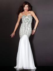 Sheath Sweetheart Floor Length Diamantes Embellished White Chiffon Celebrity Dress