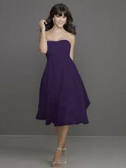 Sheer Simple Strapless Knee-Length Purple Smooth Chiffon A-Line Bridesmaid Dress