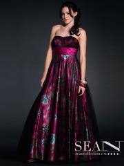 Shinny Print A-line Style Strapless Empire Waist Full Length Quinceanera Dresses