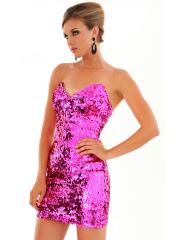 Short Chic Sequins Strapless Sweetheart Sequin Dress With Sweetheart Homecoming Dress