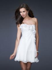 Short Length White Homecoming Dress with Strapless Neckline and Mini Skirt