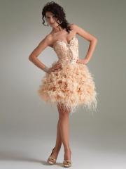 Short Ruffled Strapless Sweetheart Homecoming Dress with Natural Waistline