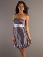 Short Spaghetti Strap Dress With Sequin Detail With Tied Waistline Dress