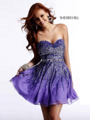 Short Strapless Sequined Bodice Sweetheart  Dress with Silver Sequins