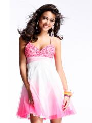Short Two-Toned Party Dress by Scala Zipper Sequins On Bust Cocktail Dress