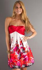 Short strapless sweetheart dress with floral print h Sequin Empire Waist Dres