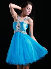 Shoulder Strap Homecoming Dress with Sequins