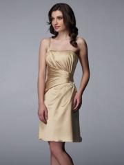 Simple A-line Style Single Strap Elegant and Knee Length Satin Bridesmaid Dresses