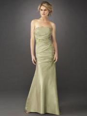 Simple Elegant Strapless Embroidery Accented Ruched Full Length Evening Dresses