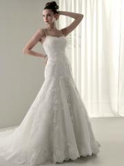 Slight Mermaid Organza Scoop Spaghetti Straps Wedding Dress