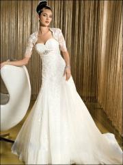 Slim A-Line Organza Strapless Sweetheart Wedding Dress