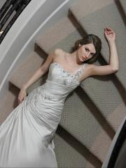 Soft Satin A-Line Gown With Beaded Lace One Shoulder Strap Rap Bodice With Delicate Beaded Lace Detail Dress