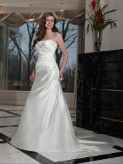 Soft Satin A-Line Gown with Straight Strapless Neckline Accented With Delicate Beading Dress