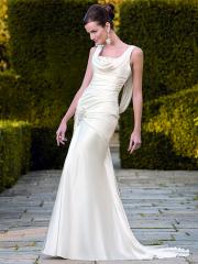 Softly Modified Satin Low-Backed Wedding Gown