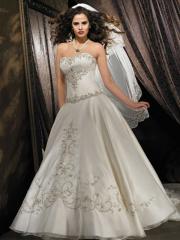 Sophisticated Ball Gown Strapless Satin Organza Wedding Dress