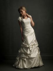 Sophisticated Cap Sleeve Pick-Up Gown of Satin