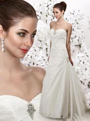 Sophisticated White Taffeta Sweetheart Gown Dotted on Jewelry