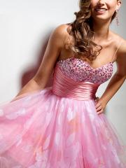 Spaghetti Strap Princess Short-Length Homecoming Dress with Sequins