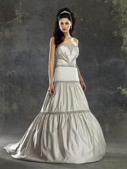 Special A-Line Strapless Court Train Satin Wedding Dress