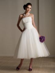 Special Satin A-Line Strapless Wedding Dress with Ruche Bodice