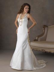 Special Satin Tulle V-Neck A-Line Wedding Dress